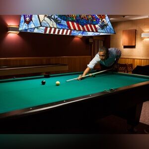 8x10 President Barack Obama playing pool at Camp David Photo